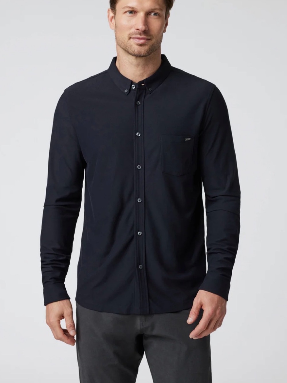 Vuori Long Sleeve Ace Button Down Shirt Sz Small Navy Blue Casual Travel Golf